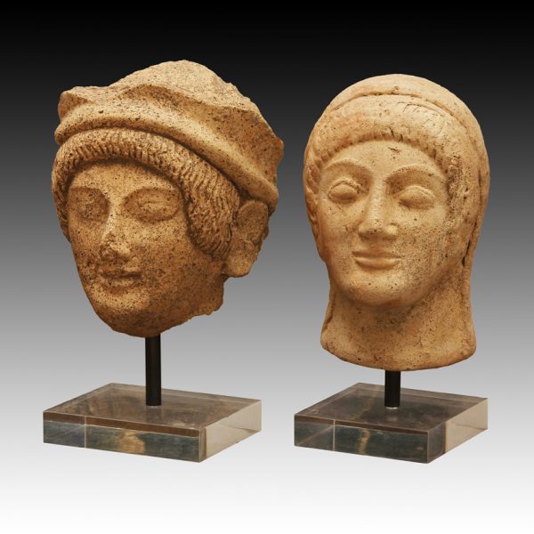 Two Etruscan Terracotta Heads