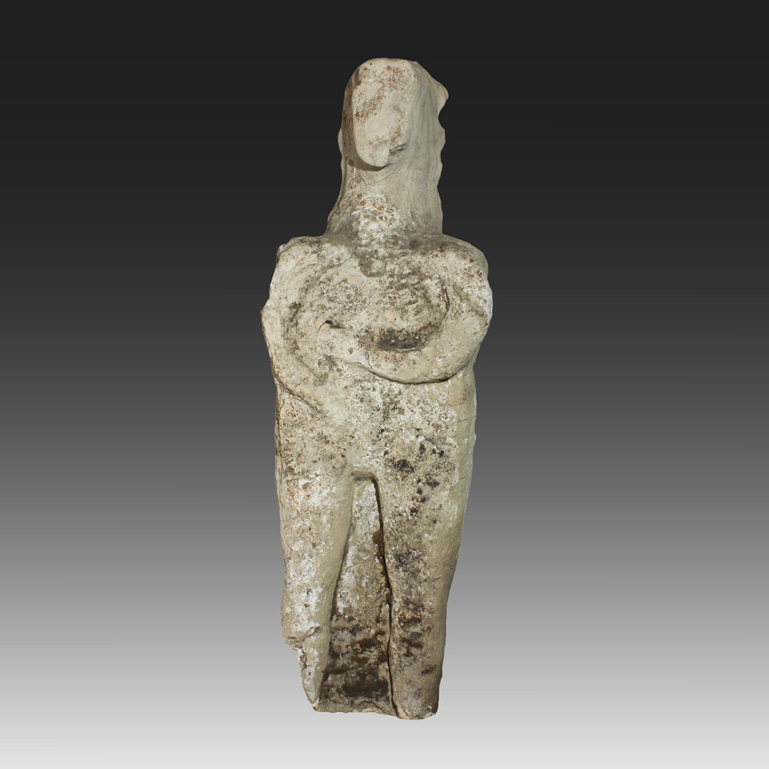 Rare Celtic Early Iron Age Pagan Limestone Sculpture of a Female Standing Figure