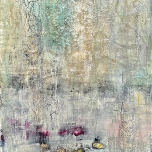 abstract encaustic painting on panel
