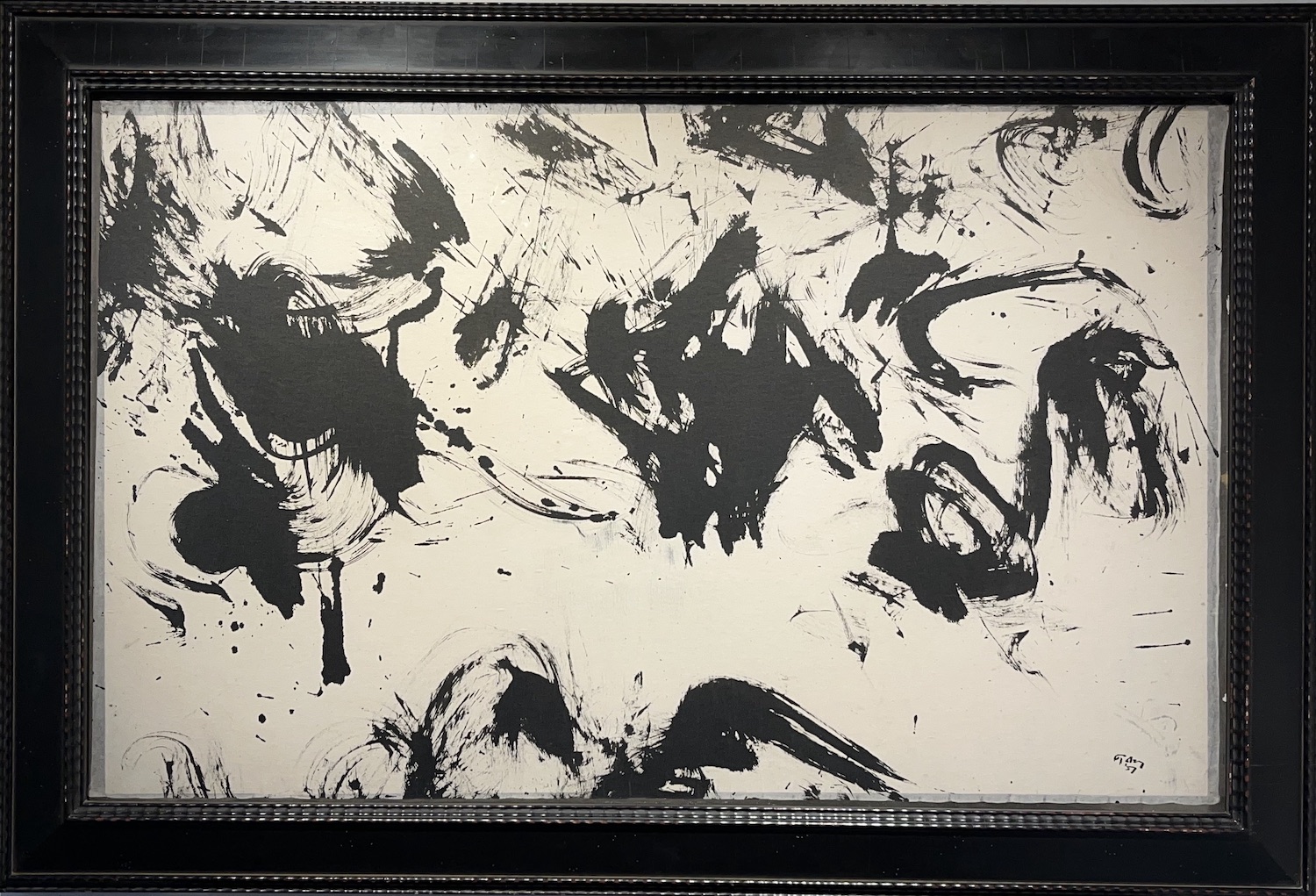Mark Tobey painting at Foster Gwin Gallery, gallery owner Collier Gwin
