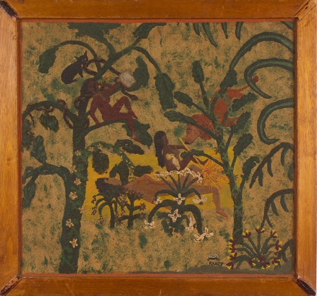 Painting of three women in a jungle
