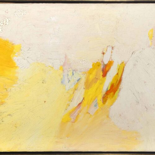 Abstract painting in yellow and white