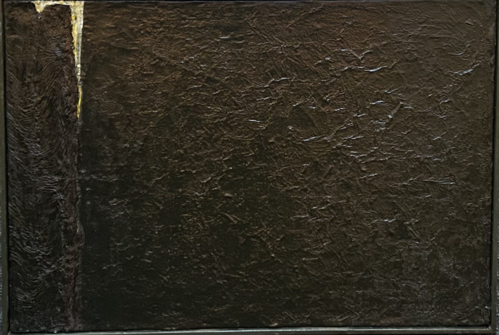 abstract oil painting, black with a little white in upper left area