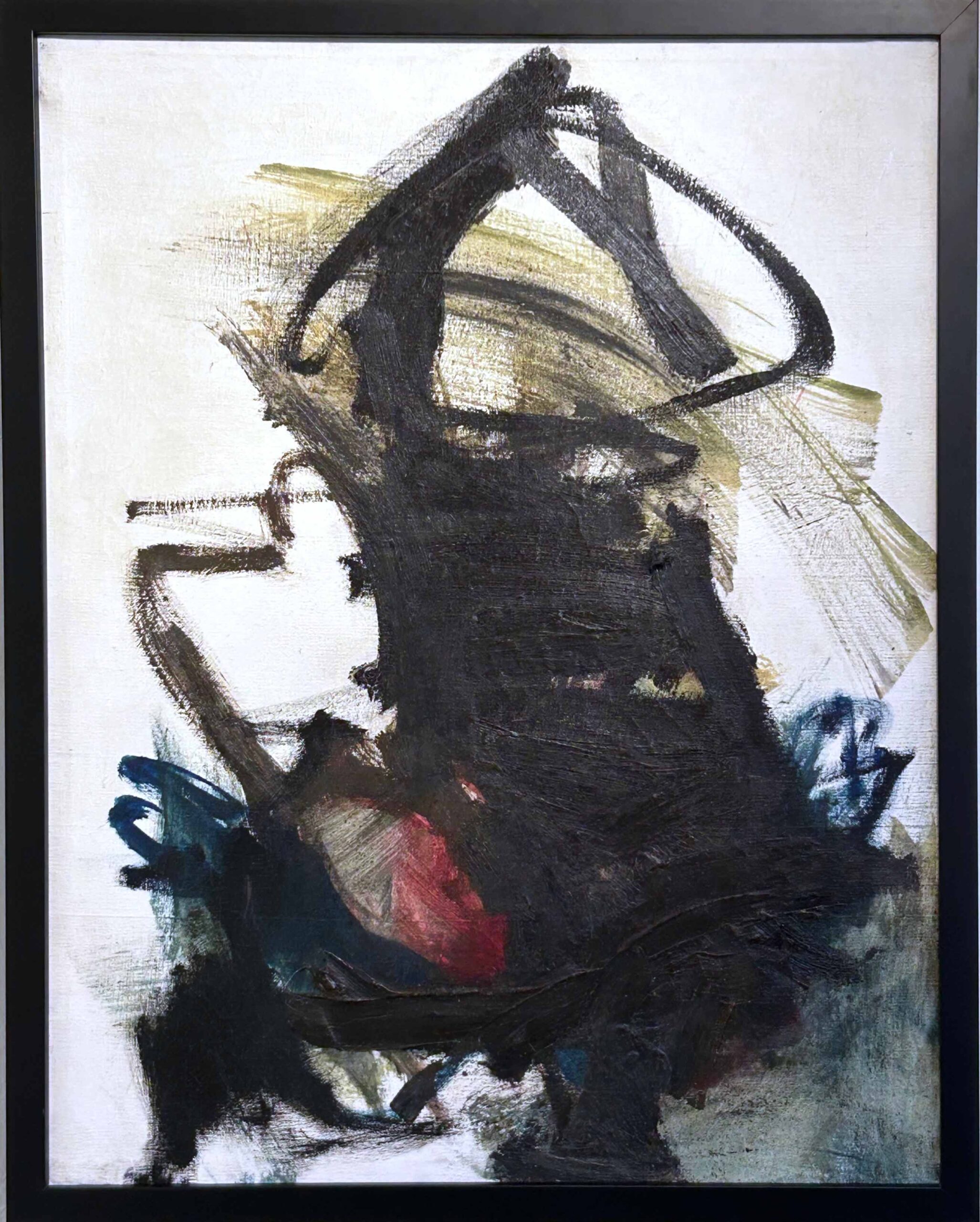 Abstract oil painting in black on white background